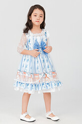Костюмы для девочек - Платье для девочек с голубым бантом