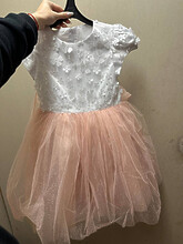 Платья для девочек - Платье с блестящей юбкой  персиковое