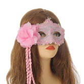 Венецианский карнавал - Розовая карнавальная маска с цветком