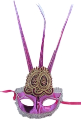 Карнавальные маски - Розовая маска с украшением