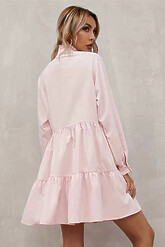 Клубные платья - Розовое платье с воротником и оборками