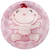 Аксессуары - Розовые тарелки С днем рождения Малыш