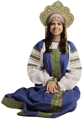 Русские народные костюмы - Русский костюм Дуняши синий