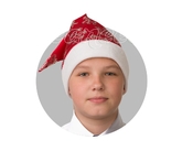 Дед Мороз - Сатиновый красный колпак со снежинками