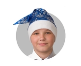 Костюмы для мальчиков - Сатиновый синий колпак со снежинками