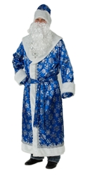 Мужские костюмы - Сатиновый синий костюм Деда Мороза