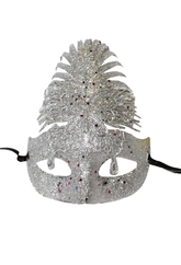 Карнавальные маски - Серебряная блестящая маска