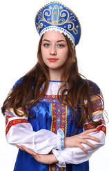Русские народные костюмы - Синий кокошник Девичий