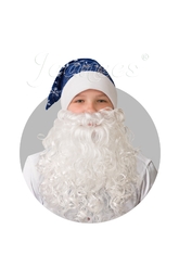 Дед Мороз и Снегурочка - Синий колпак со снежинками бородой