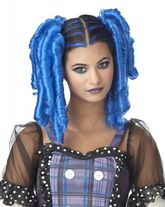 Женские костюмы - Синий парик с локонами