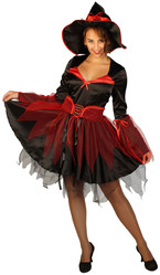 Костюмы на Хэллоуин - Взрослый костюм черно-красной Ведьмы