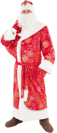 Взрослый красный костюм Деда Мороза с узорами