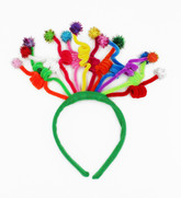 День смеха - Зеленый карнавальный ободок со спиральками