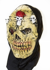 Карнавальные маски - Желтая латексная маска черепа
