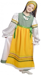Русские народные танцы - Желто-зеленый народный костюм